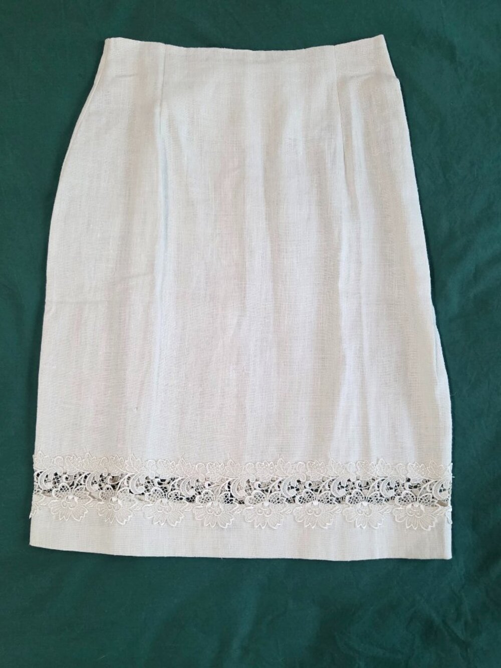 David Ravel Linen Skirt with Lace Detail, 6, NWOT